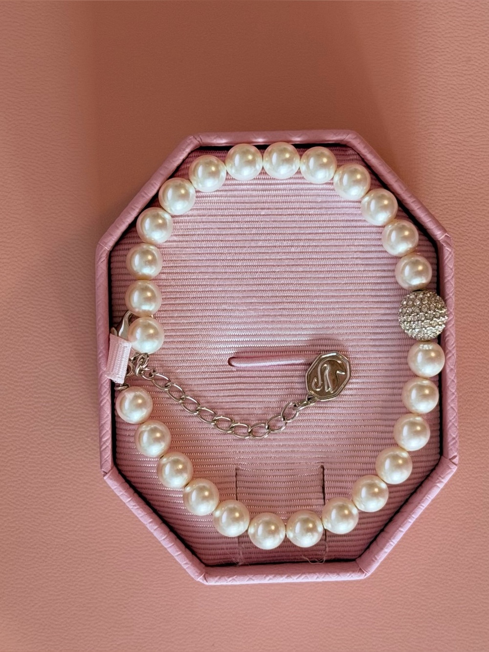Pearl Bead Bracelet with Crystal Accent